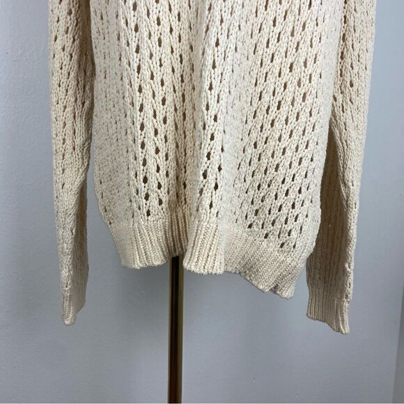 Zara Cream Open Loose Knit Crochet Sweater Cottagecore Boho Coastal Medium - Picture 12 of 14